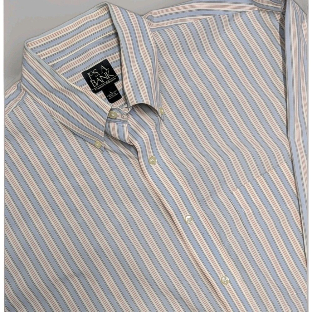Jos. A. Bank Travelers Collection Dress Shirt Button Up L Colorful Stripe Preppy